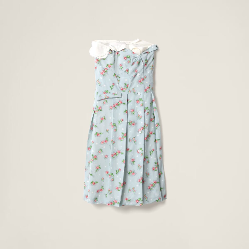 Miu Miu robe imprimée roses stylisme PointeMag juin 2025